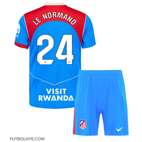 Camiseta Atletico Madrid Robin Le Normand #24 Tercera Equipación para niños 2025-26 manga corta (+ pantalones cortos)
